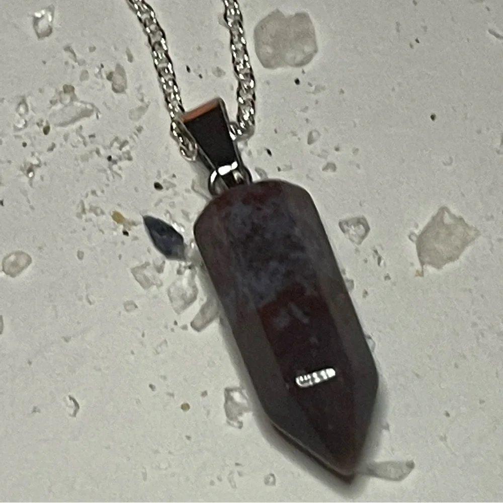 New Handmade Natural Green Moss Agate Tower S925 Sterling Silver Necklace